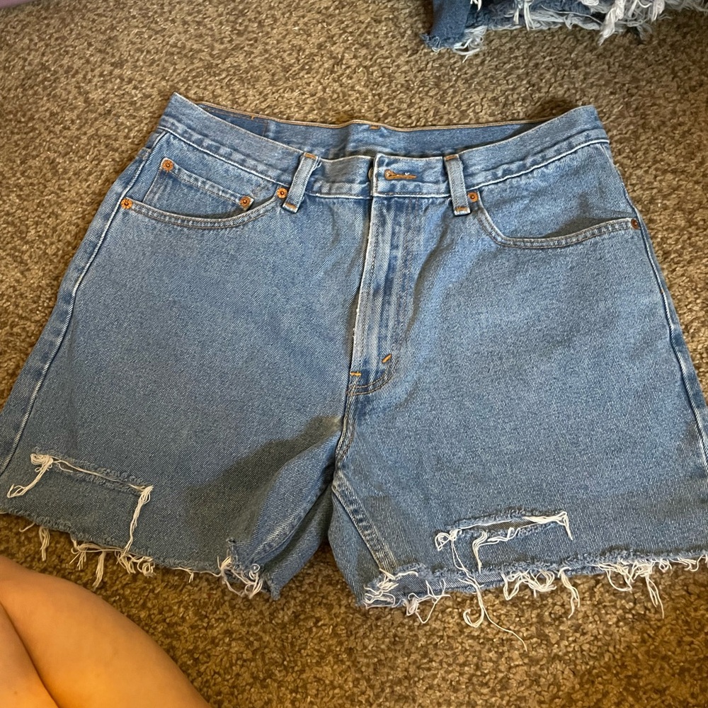 Vintage reworked women’s distressed jean shorts
